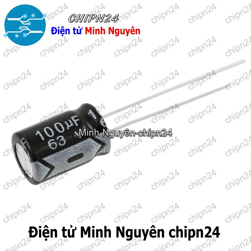 [10 con] (F253) Tụ hóa 100uF 63V Đen (8x12mm) - HH001938