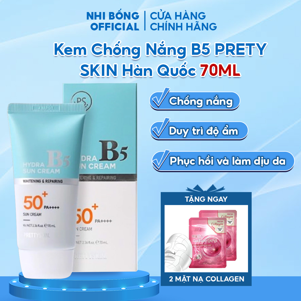 Kem Chống Nắng Phục Hồi Dưỡng Trắng B5 PRETY SKIN Hàn Quốc Hydra B5 Sun Cream 70ML Giúp Bảo Vệ Da Khỏi Tia UVA và UVB Ngưa Ngừa Lão Hóa Cung Cấp Độ Ẩm