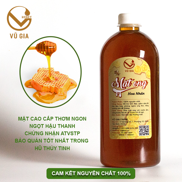 Mật Ong Hoa Nhãn Nguyên Chất Bảo Lộc Vũ Gia (420g)- Dòng cao cấp chất lượng vượt trội - Tăng Cường Sức Đề Kháng - Đã được kiểm nghiệm y tế