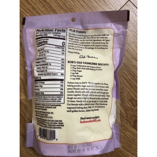 397gr Bột nở Bob's red mill