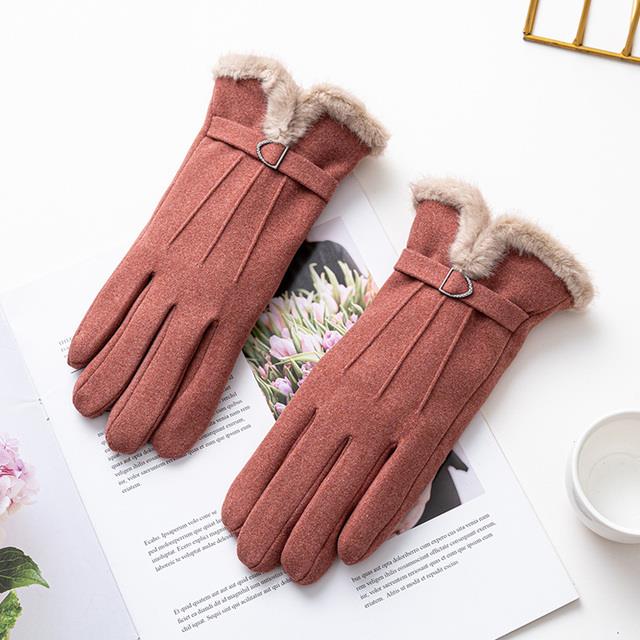 Fashion Winter Women Gloves Warm Suede Screen Windproof Finger Ladies Female