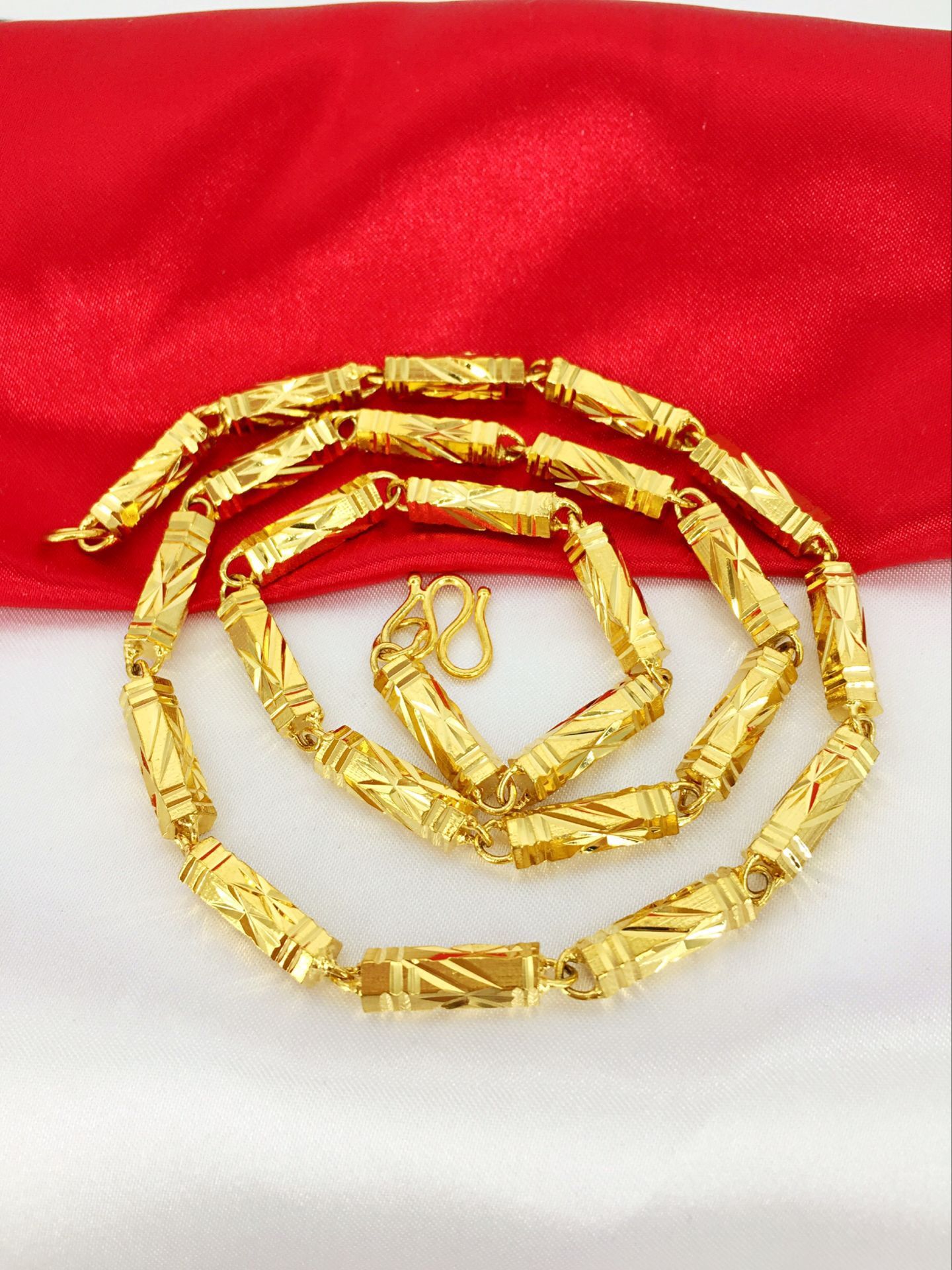 Dây Chuyền Nam Đốt Trúc Lục Giác Mạ Vàng 18K Sáng Bóng Đẹp