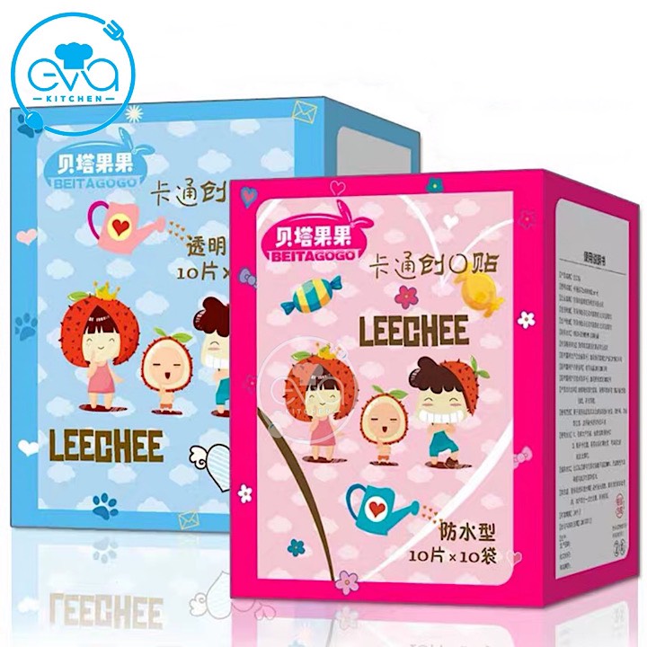 Combo 100 Miếng Băng Keo Cá Nhân Hoạ Tiết Hoạt Hình Trong Suốt Và Màu Cute Bandages