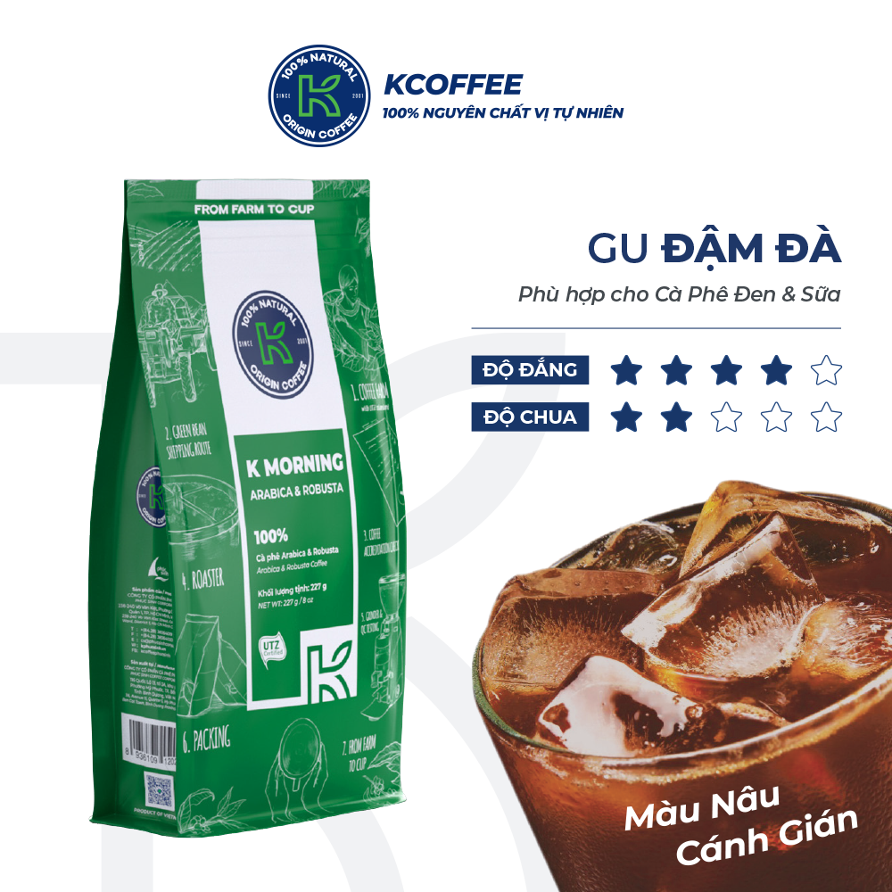 Roasted and Ground Coffee Specialty Pure Filtered Coffee K Coffee K Morning New 227g (Filter Coffee, Traditional Coffee)