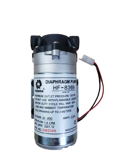 (HCM) Bơm Máy Lọc Nước RO HEADON HF-8369 24V (Kèm 2 Co Nối Bơm Ren 17 Dây 6mm)