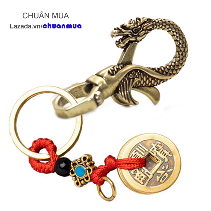 [Đồng Xịn] Móc Khóa Đồng Rồng Keychain Dargon ( Móc Khóa Đồng Thau Phong Thủy )