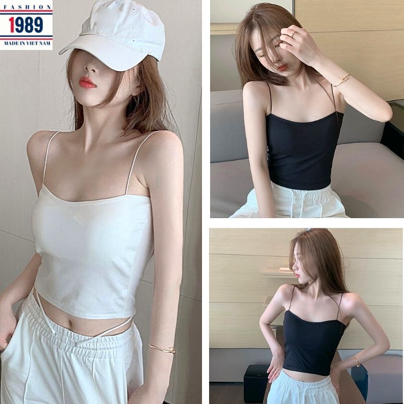 áo 2 dây nữ sợi bún -áo nữ ,áo hai dây sang chảnh 2 mầu đen trắng áo sành điệu chất chơi kết hợp nhiều đồ đẹp