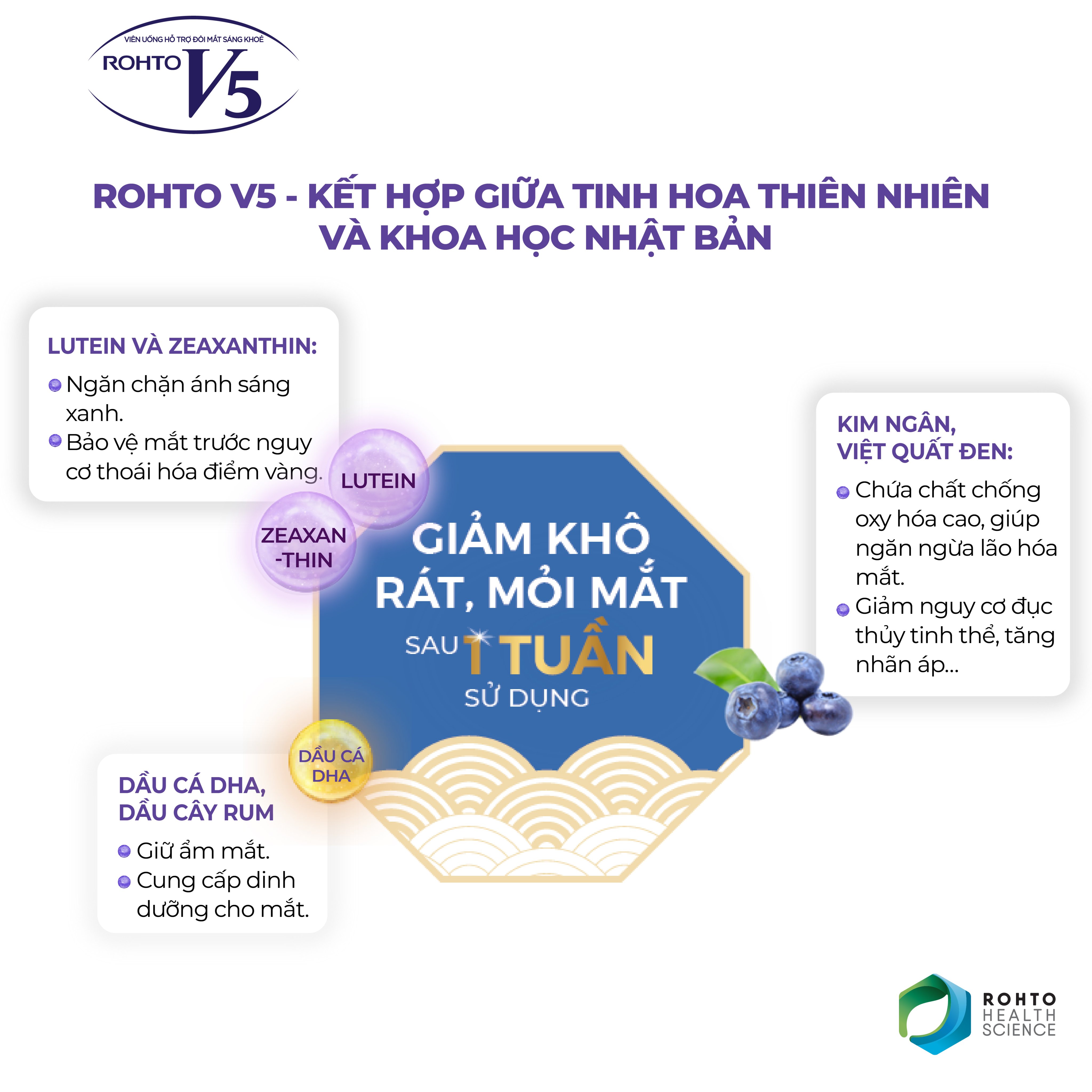 Thực phẩm bổ mắt cho đôi mắt sáng khỏe Rohto V5 (nhập khẩu từ Nhật Bản)