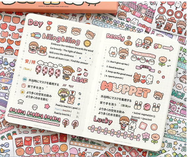 Set 100 sticker Hàn Quốc dễ thương có tách lẻ