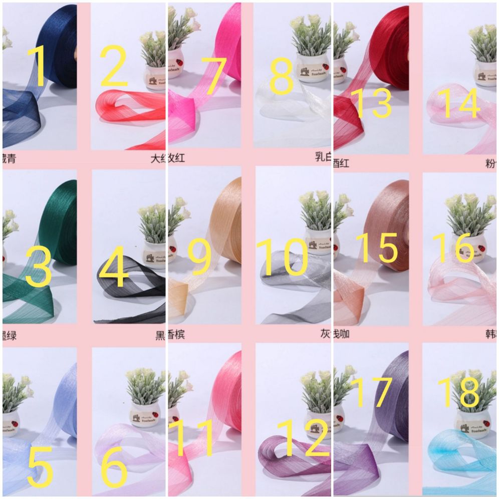 set 3m ruy băng voan sọc bản 6cm