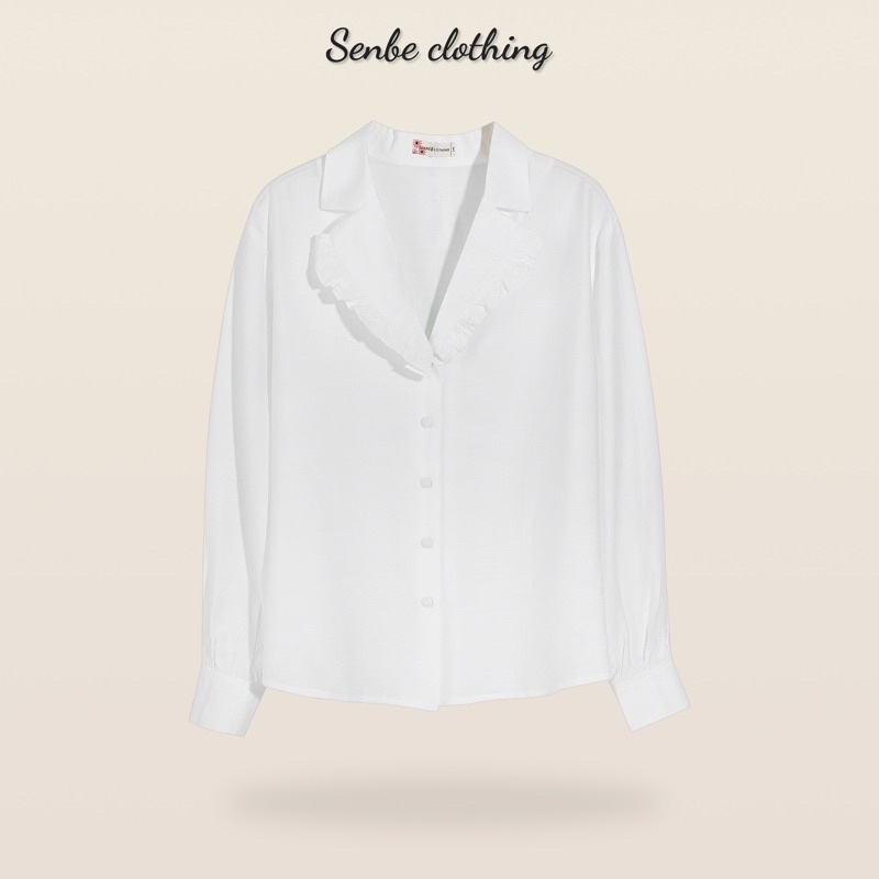Áo Cổ Sơ Mi Tay Phồng Dài - Trắng [A026 - Senbe Clothing]