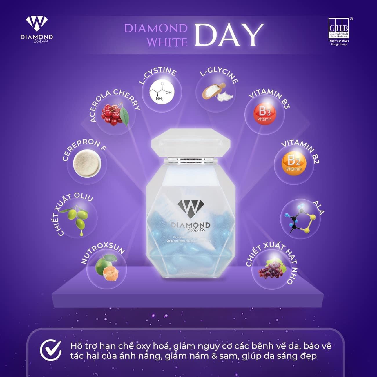viên uống dưỡng da Diamond White day & night