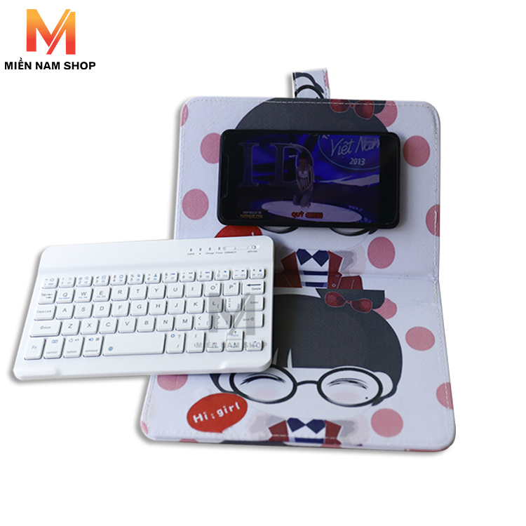 Bao da bàn phím bluetooth kết nối không dây hình cô gái dùng cho iphone/ ipad / hệ điều hành android windows từ 4 đến 6 inch
