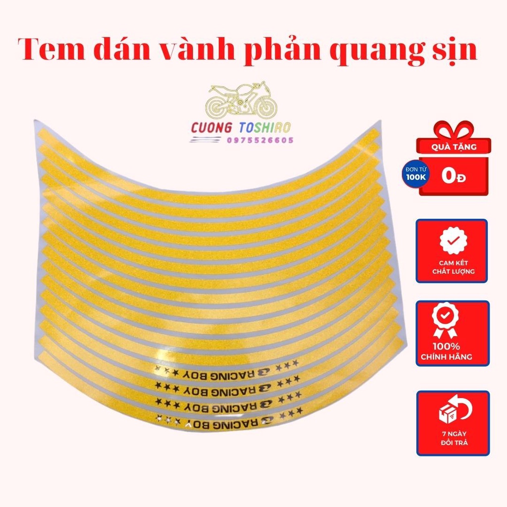 Tem dán vành racingboy phản quang siêu mạnh dán mọi dòng xe như wave, exciter, sirius, sh ...