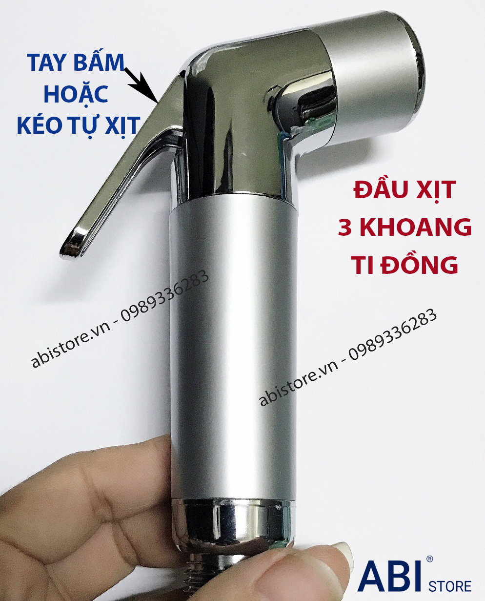 Đầu vòi xịt vệ sinh 3 khoang ti đồng 2 chế độ xịt, đầu xịt toilet nhà tắm nhà vệ sinh hàng đẹp giá rẻ