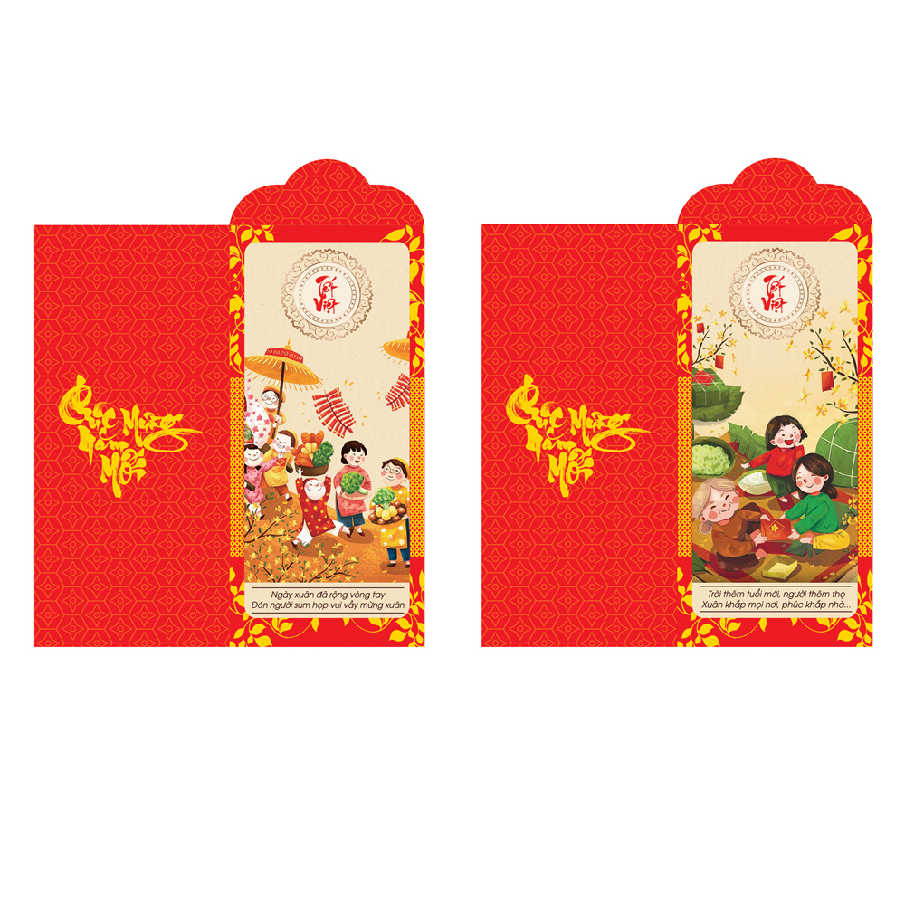 Bộ 18 Lì Xì Tết Việt ( Bộ 6 Mẫu Chia Đều )