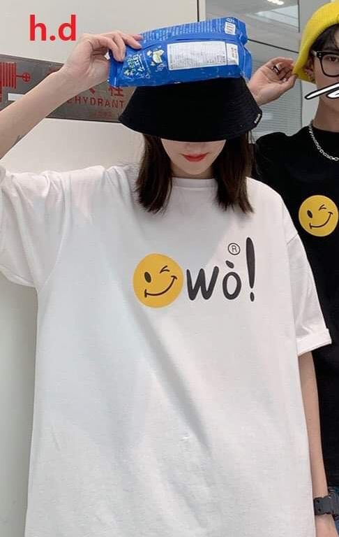 Set áo đôi nam nữ in hình mặt cười wo dễ thương