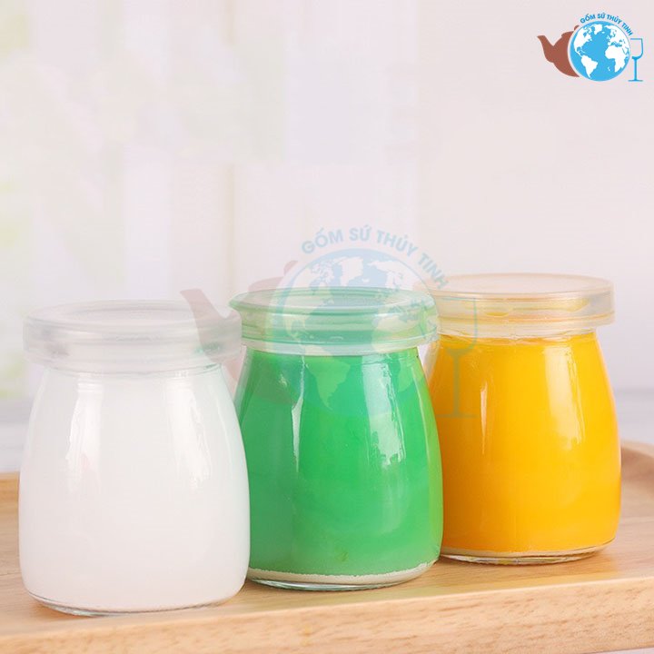 [HCM]3 hũ thủy tinh khổng lồ lớn đựng sữa chua 200ml  hũ lớn hơn hình - 3 hũ thủy tinh đựng loại bánh gia vị - hũ pudding lớn miệng to,