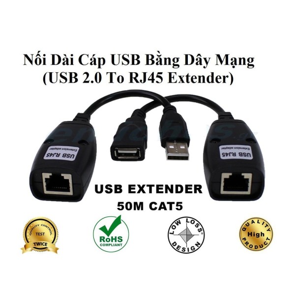 Bảng giá [HCM]BỘ NỐI DÀI USB 50M - USB EXTENDER BẰNG CÁP MẠNG LAN Phong Vũ
