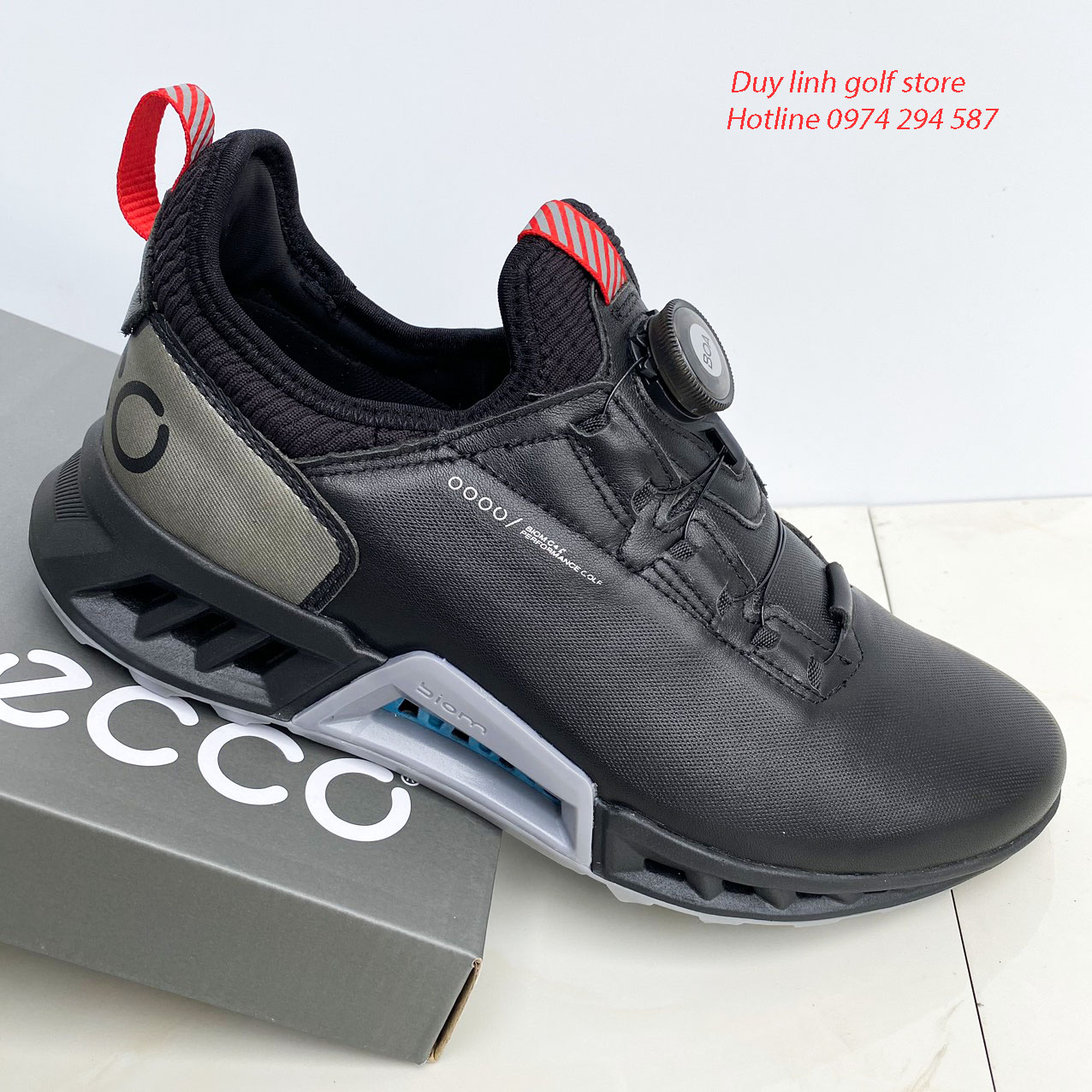 giày golf nam ecco, có nút vặn, chất liệu da pu cao cấp không thấm nước, đi êm chân, men's golf shoes, giày gôn nam