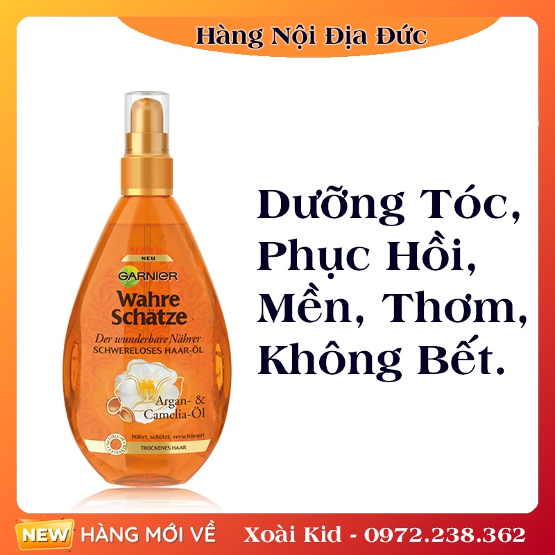 Tinh dầu dưỡng tóc GARNIER Argan Camelia-Oil làm giảm khô sơ 150ml của Đức