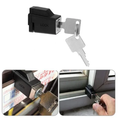 RUIZH Black With 2 Keys Push Window Sliding Window Door Lock Window Lock Security Locks Window Restrictor Locks