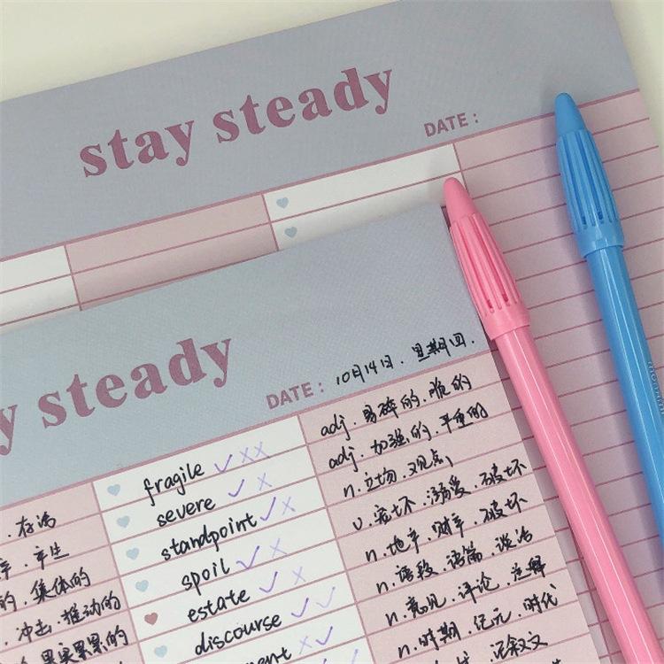 Giấy học từ vựng ngoại ngữ Tập note Stay steady 30 tờ ôn tập từ mới ngữ pháp khổ B5