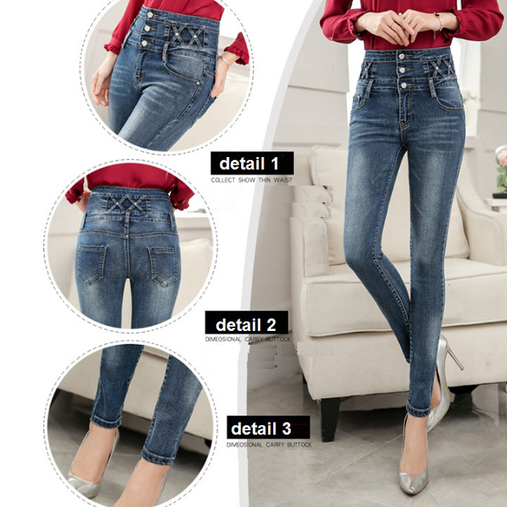 Quần jean nữ lưng cao co giãn thời trang QJ-018a