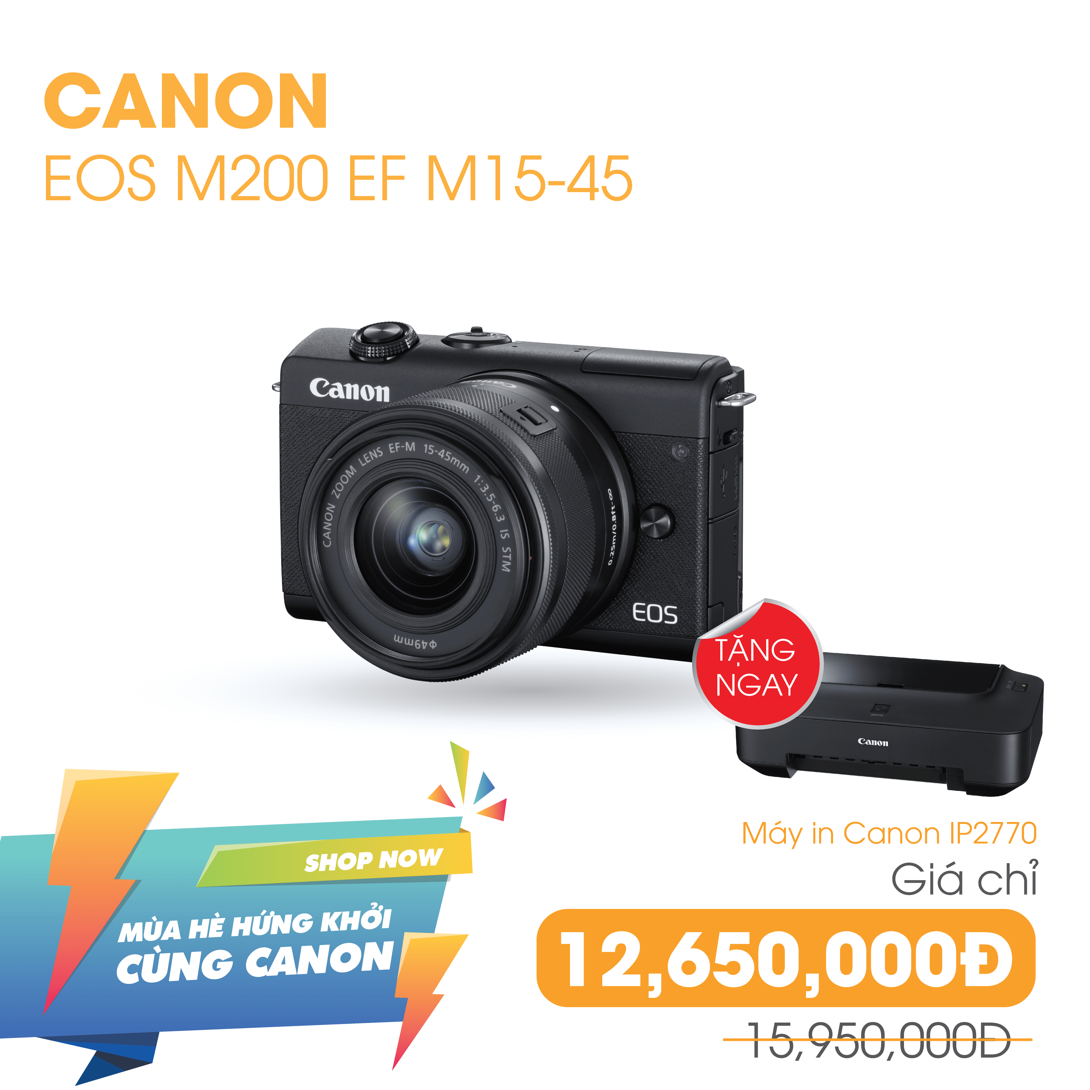 Offer Giảm Giá Máy Ảnh Canon EOS M200 KIT (EF-M15-45MM F/3.5-6.3 IS STM) - Hàng Chính Hãng Lê Bảo Minh Offer Giảm Giá Máy Ảnh Canon EOS M200 KIT (EF-M15-45MM F/3.5-6.3 IS STM) - Hàng Chính Hãng Lê Bảo Minh