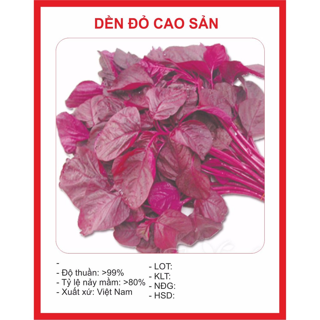 Hạt giống rau dền đỏ 20gram ~ 4000hạt
