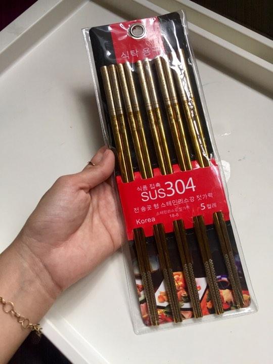[HCM]SET BỘ ĐŨA 5 ĐÔI INOX 304 MẠ VÀNG HÀN QUỐC