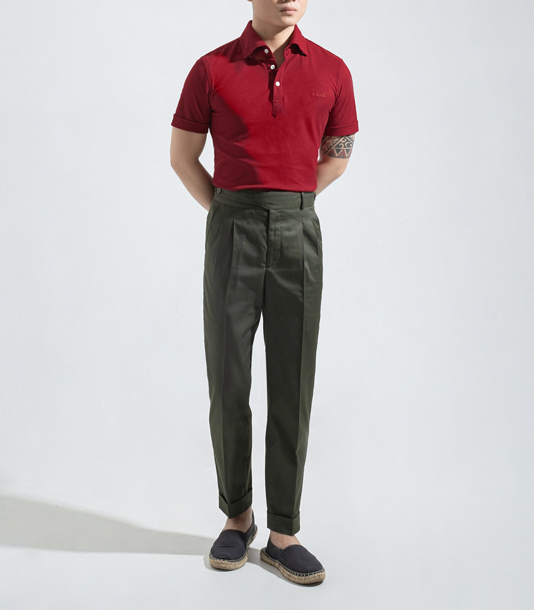Áo Polo Đỏ Burgundy Cổ Widespread KILEE