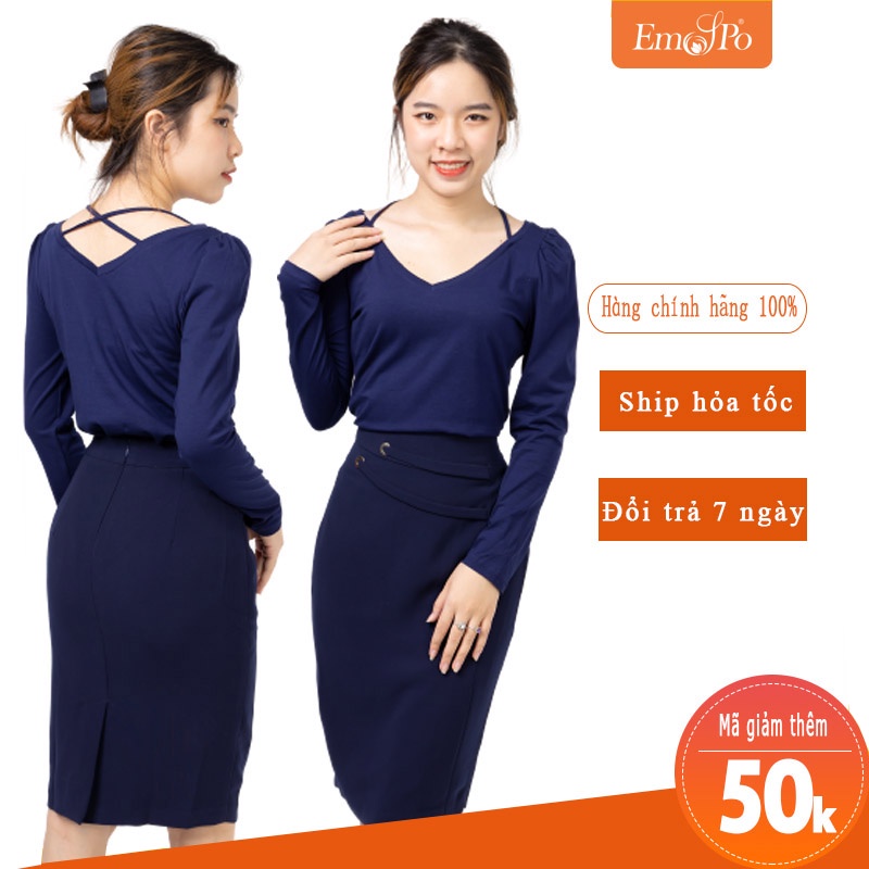 Áo Thun Cổ Tim, Dây Đan Thân Sau Emspo Atl0404