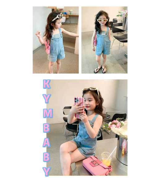 Yếm short jean 2 túi đắp cho bé Y598