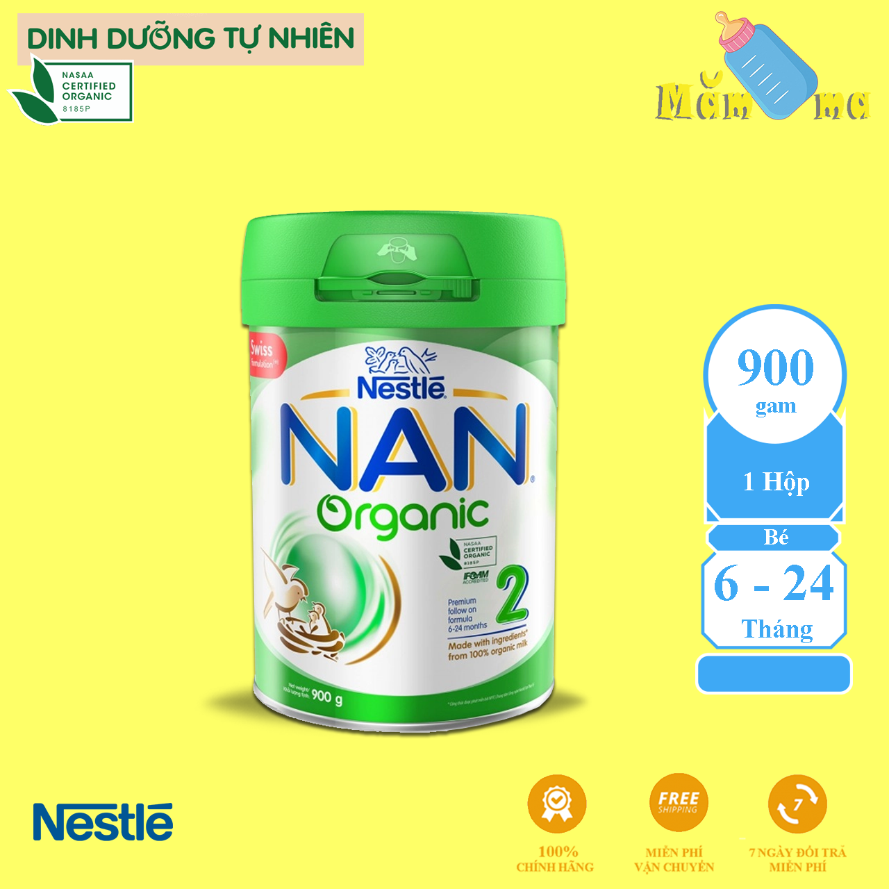 Sữa Bột NAN Organic số 2 cho trẻ từ 6 - 24 tháng tuổi