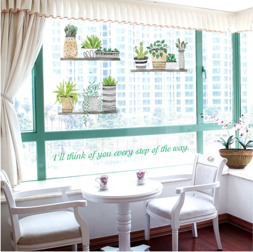 HCM Decal dán trang trí tường - Nhiều Chậu lớn 04