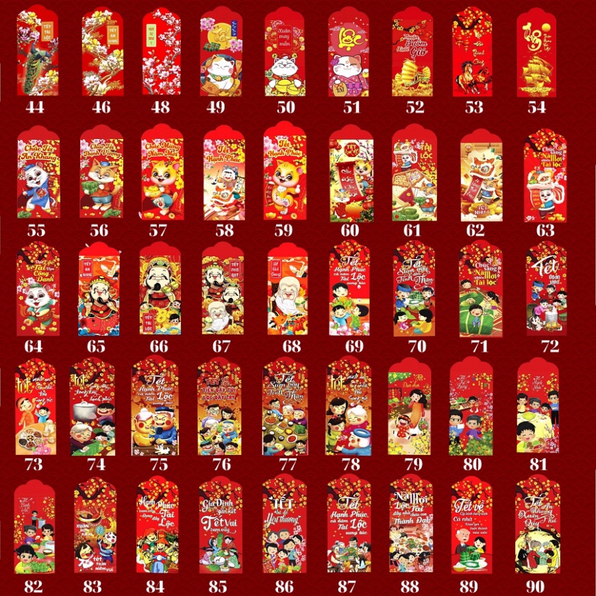 Sỉ 1000 bao lì xì tết 2023 đẹp được chọn mẫu tặng kèm túi bóng kính