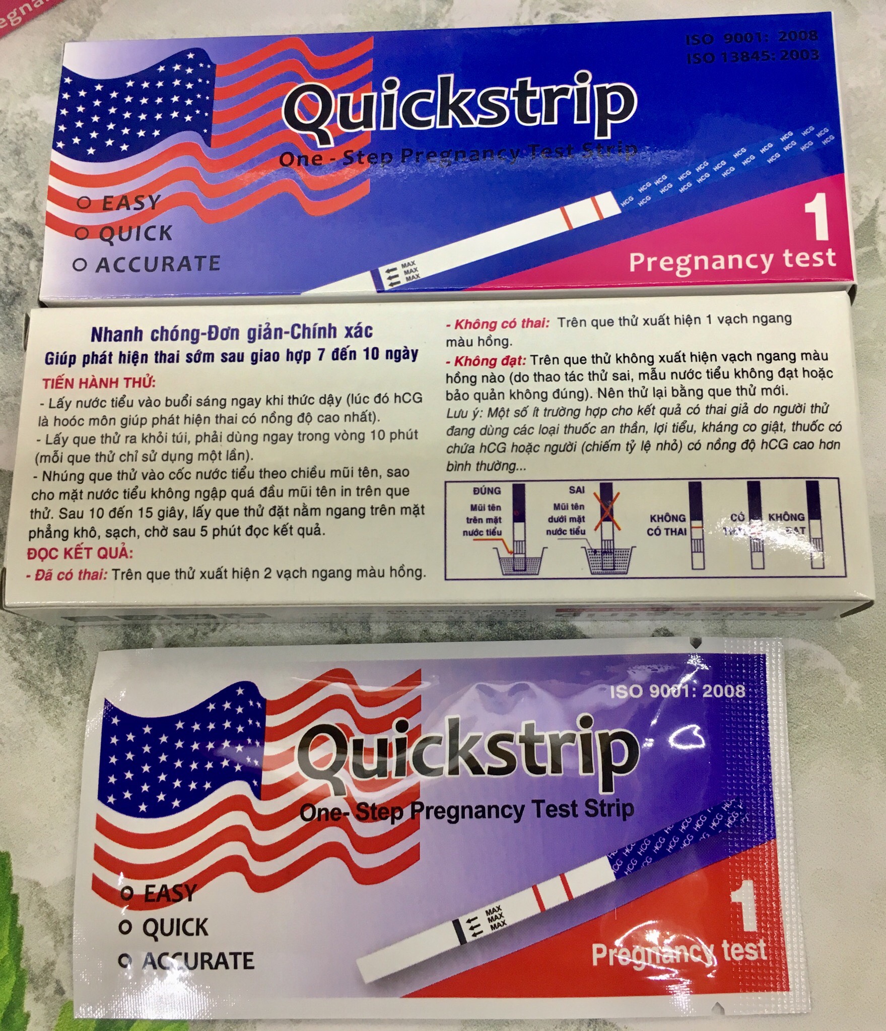 COMBO 8 QUE THỬ THAI ( Que Quick Strip Lá Cờ )