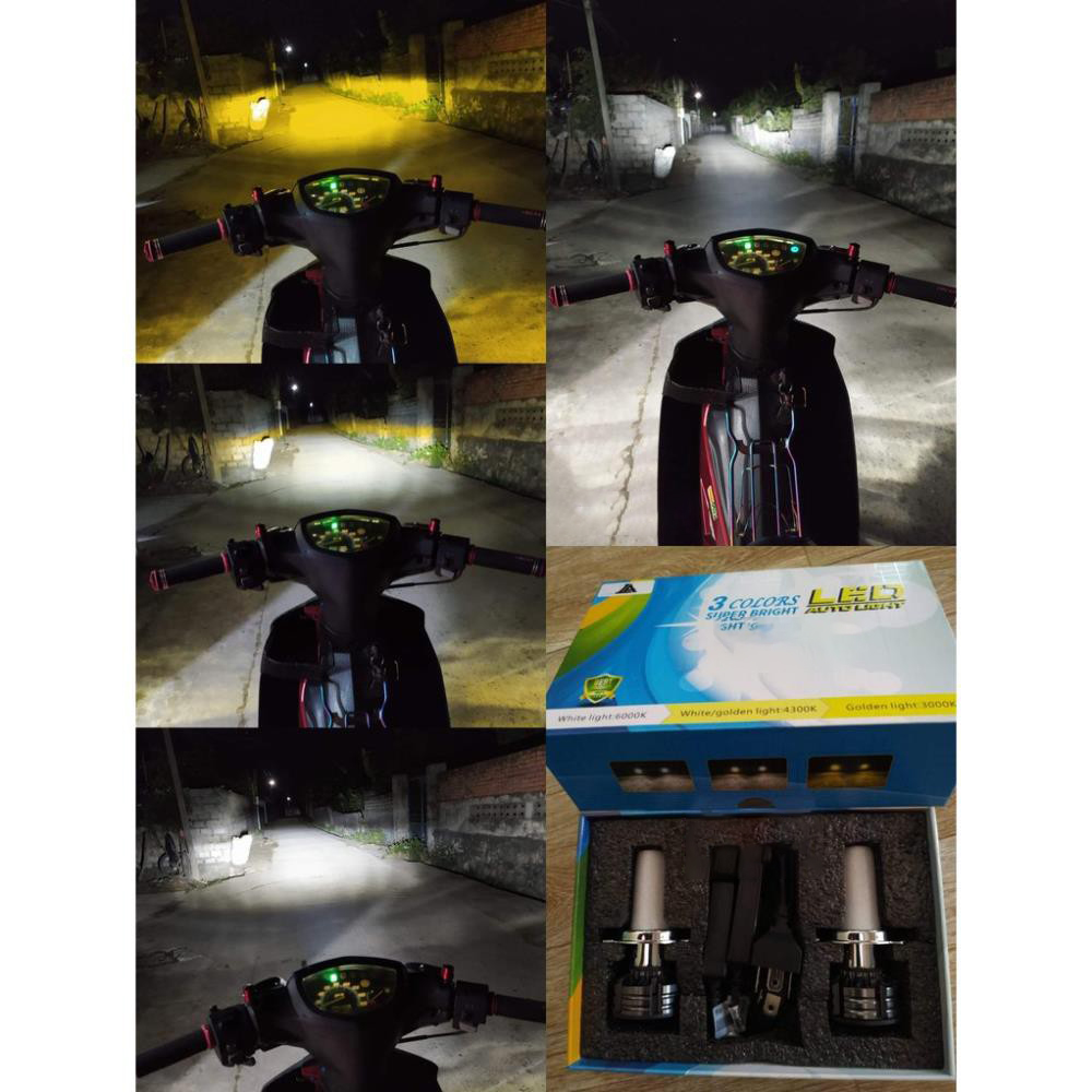 ĐÈN LED F8S   3 MÀU SIÊU SÁNG CHÂN H4 , H11. H7. 9005( giá 1 bóng )