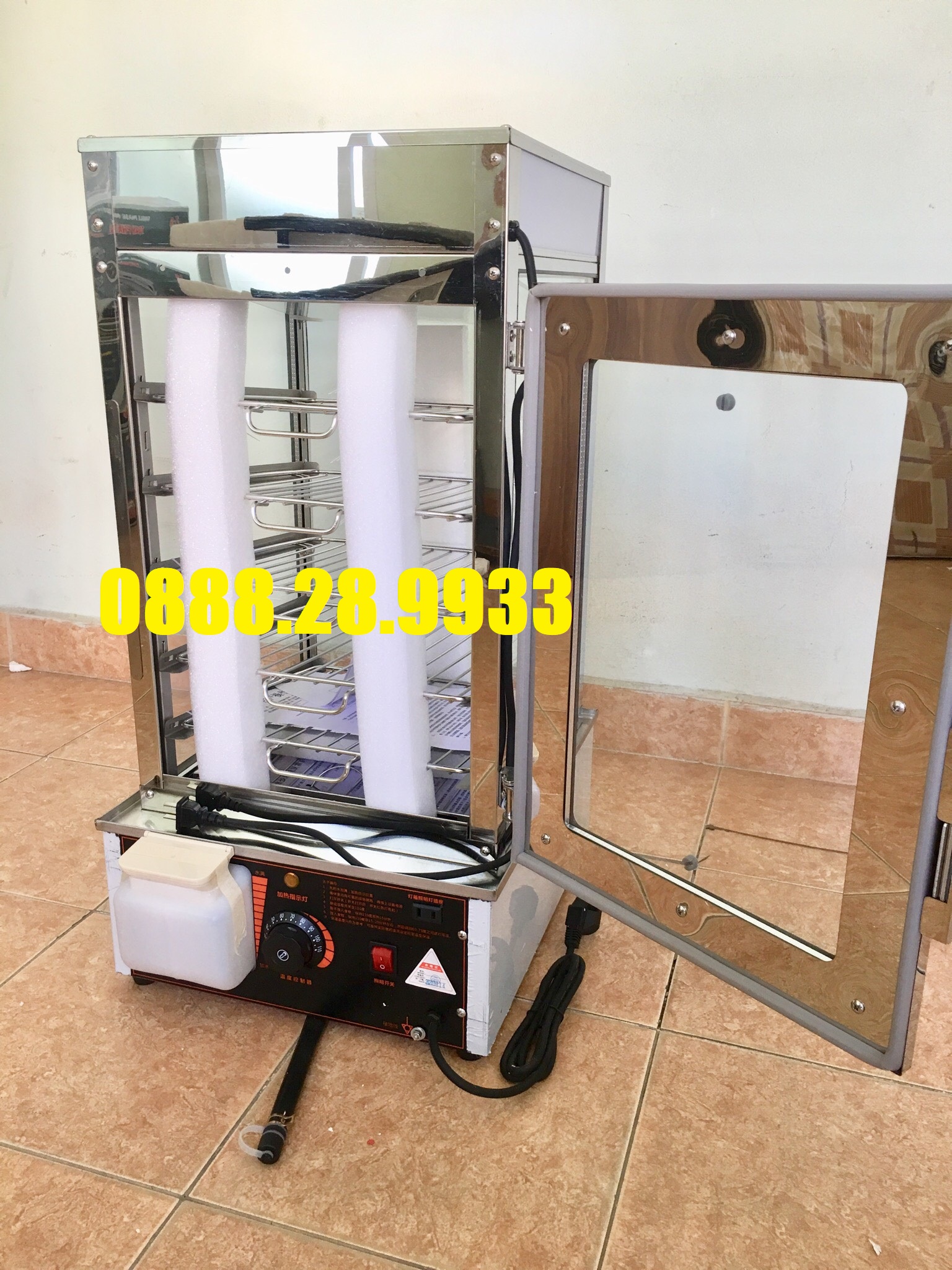 Tủ hấp và trưng bày bánh bao 5 khay Inox