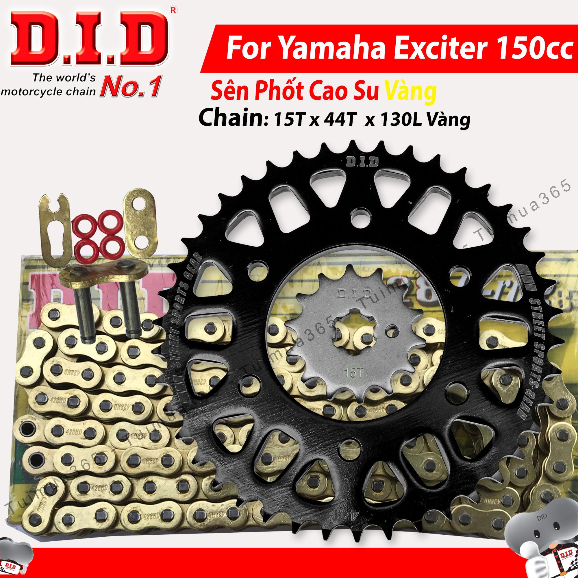 Nhông sên dĩa DID Exciter 150cc lên 15T dĩa 44T – Sên phốt cao su 130L