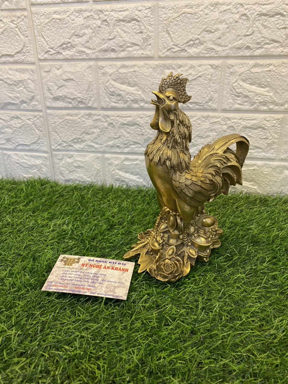 Tượng gà chữ phúc bằng đồng cao 20cm