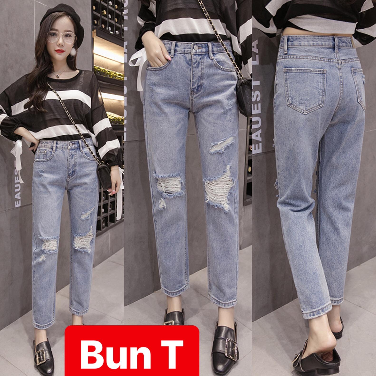 QUẦN BAGGY JEAN NỮ CHẤT BÒ LƯNG DÂY NỊT LƯNG CAO NÂNG MÔNG OSAKA UNIQLO T&T-3021 - TRANG BUN FASHION