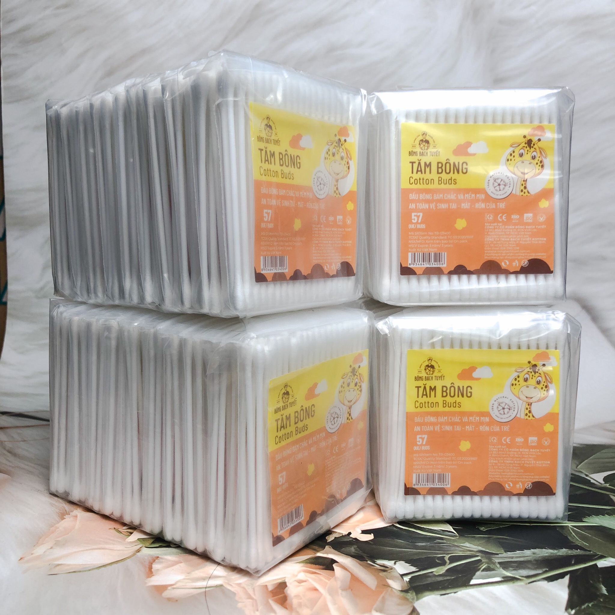 [LỐC 10 GÓI] Tăm bông Bạch Tuyết loại 57 que