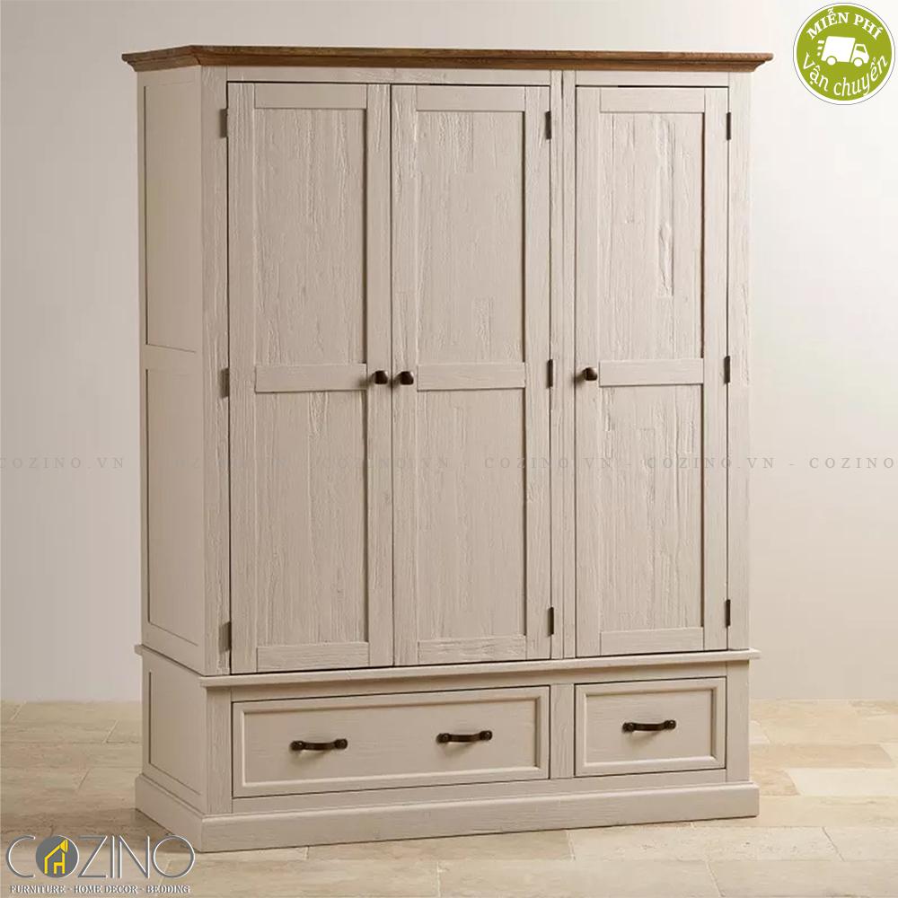 Tủ quần áo Sark 3 cánh 2 ngăn kéo gỗ sồi 1m4