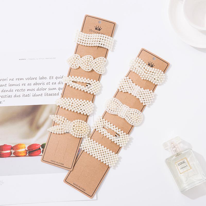 Sét 5 kẹp tóc nữ ngọc chai lấp lánh (khác kiểu) KAH121