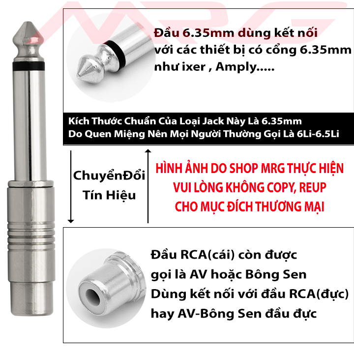 (1 cái) Đầu Chuyển Jack 6ly Av Bông Sen Màu Bạc