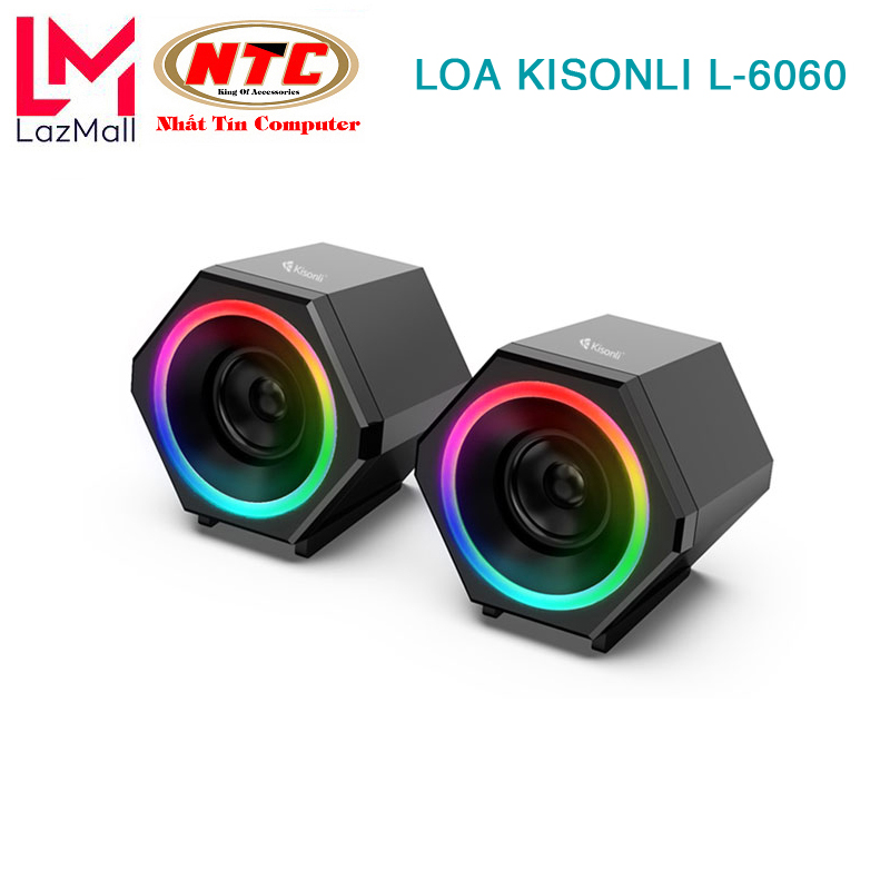 Loa vi tính 2.0 Kisonli L-6060 led RGB cực đẹp (đen) HÃNG PHÂN PHỐI CHÍNH THỨC - Nhat Tin Authorised Store