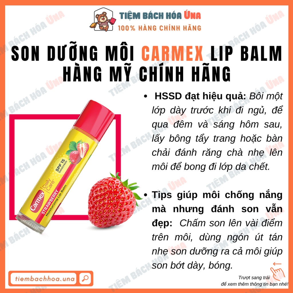 [Chính hãng] Son dưỡng môi Carmex Lip balm đủ mùi hàng Mỹ chính hãng tiembachhoauna