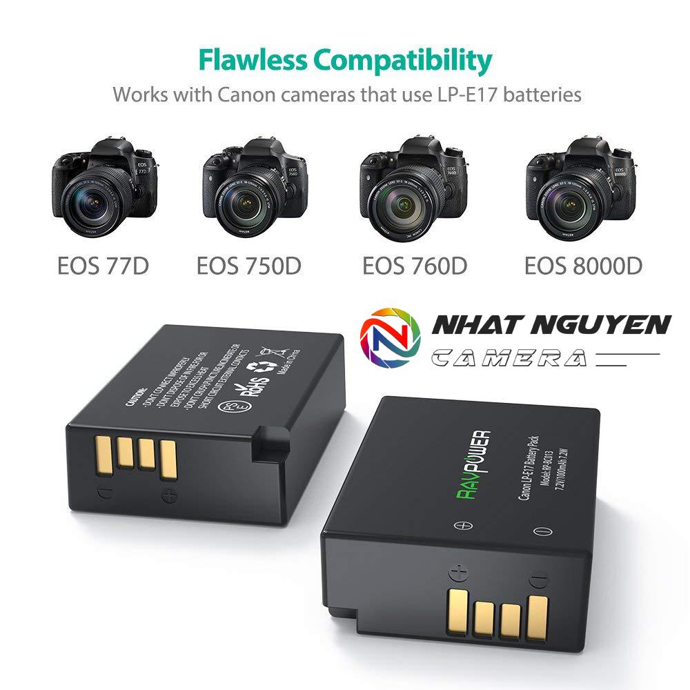 [HCM]Bộ 2 pin và sạc đôi RAVPower LP-E17 cho Canon